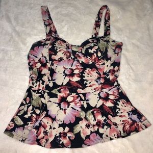 Black floral peplum Top